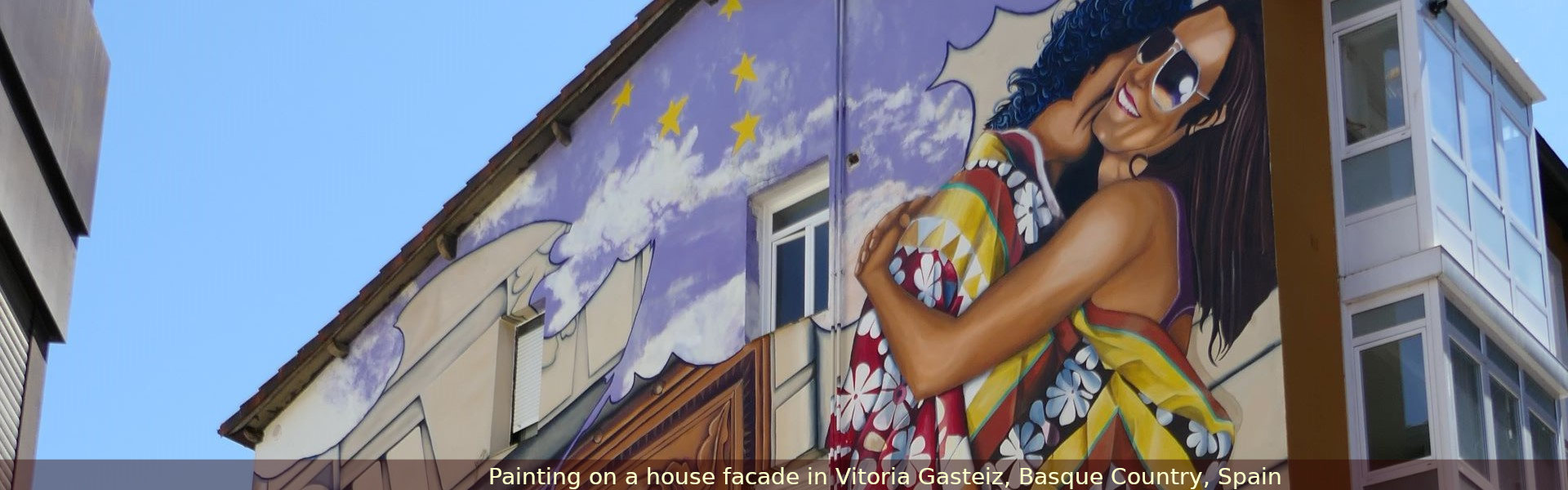 Painting on a house facade in Vitoria Gasteiz, Basque Country, Spain